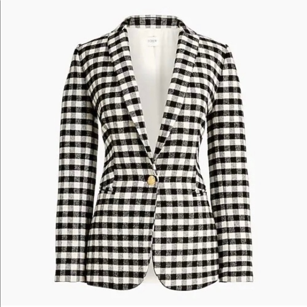 J Crew black buffalo check blazer NWT